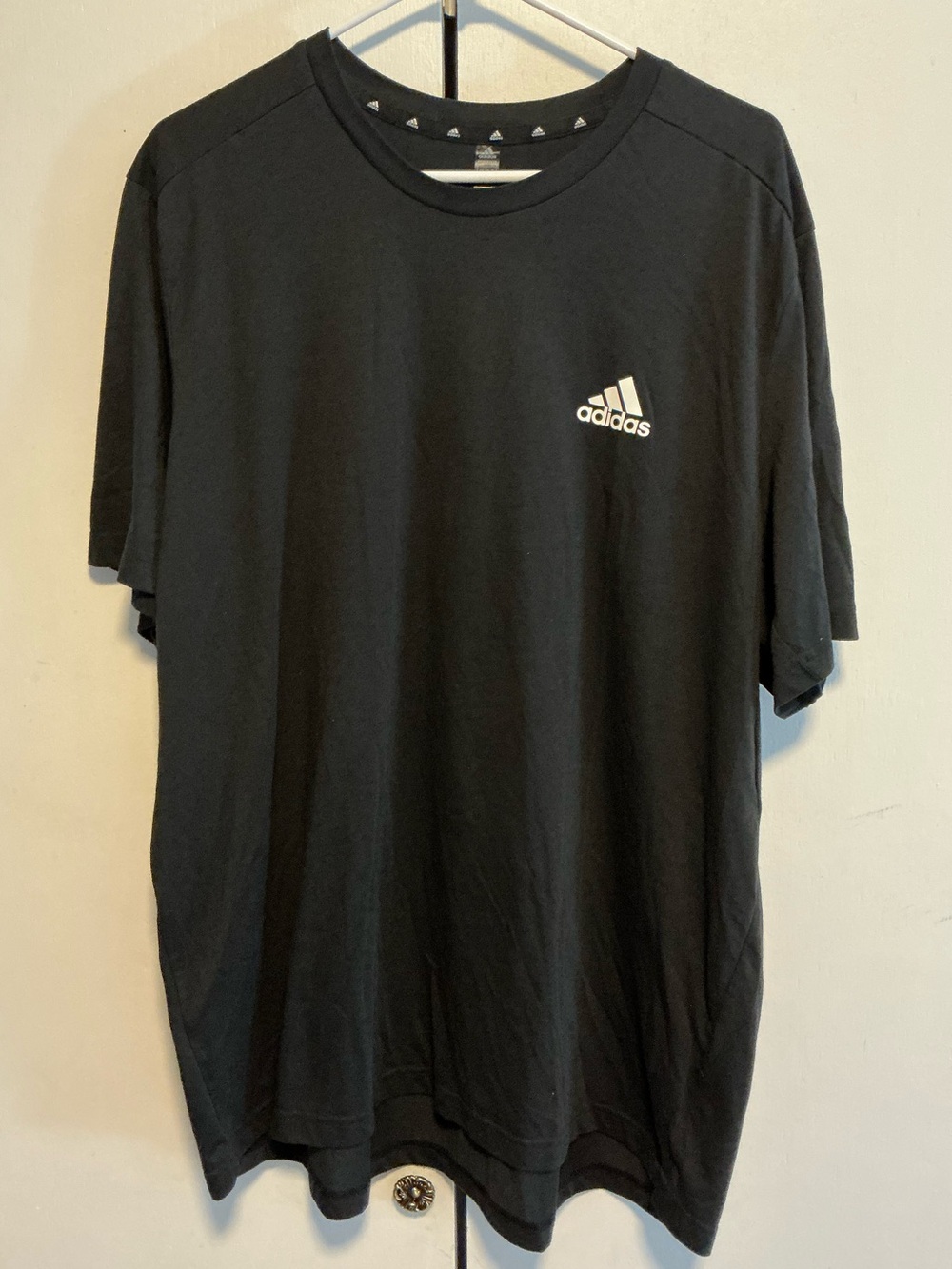 adidas Black Short Sleeve Crew Tee with White Logo